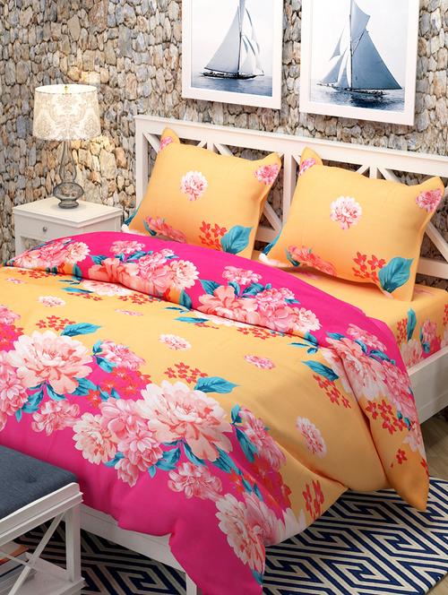 multicolor polycotton 1 double bedsheet with 2 pillow covers - 16717059 - Very Small Image - 1
