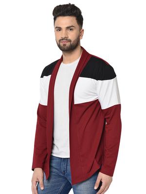 maroon color block shrug - 16717064 - Standard Image - 2