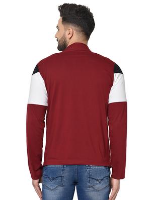 maroon color block shrug - 16717064 - Standard Image - 3