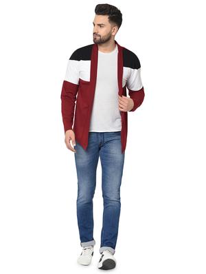 maroon color block shrug - 16717064 - Standard Image - 4
