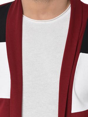 maroon color block shrug - 16717064 - Standard Image - 5