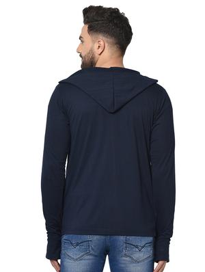 navy blue solid hooded shrug - 16717065 - Standard Image - 3