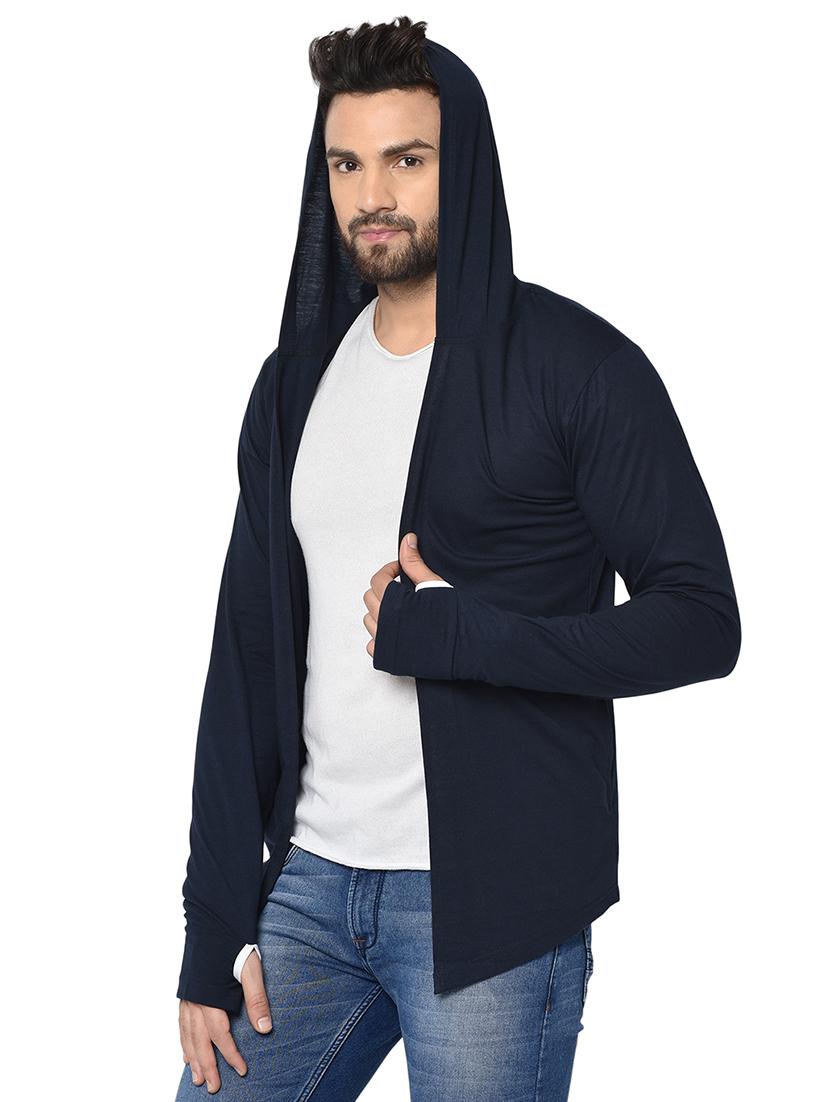 navy blue solid hooded shrug - 16717065 - Zoom Image - 2