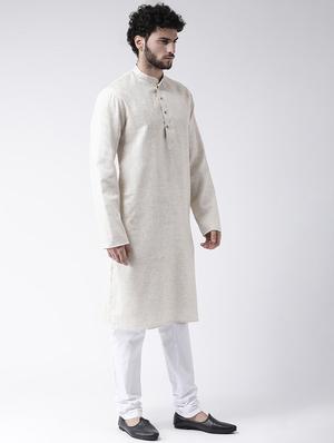 beige solid long kurta - 16717074 - Standard Image - 2