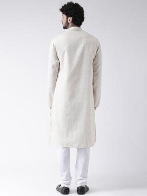 beige solid long kurta - 16717074 - Standard Image - 3