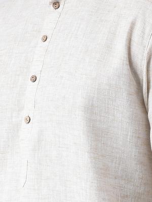 beige solid long kurta - 16717074 - Standard Image - 4