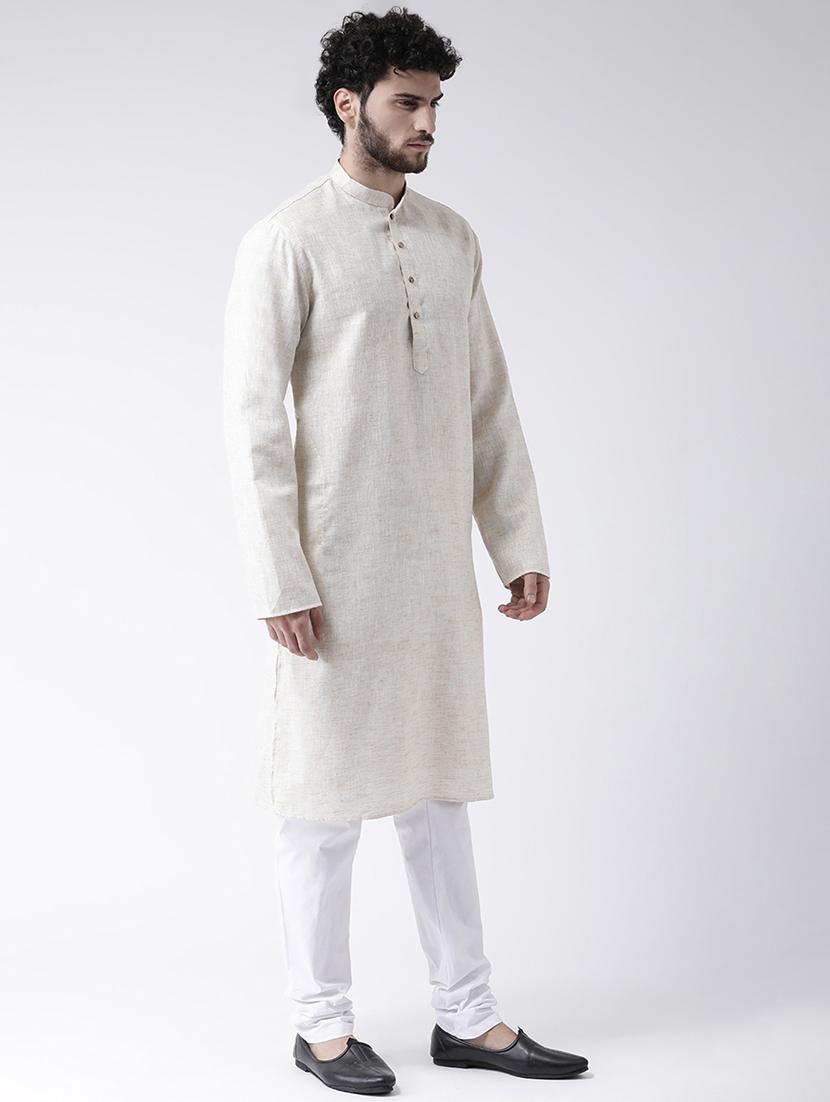 beige solid long kurta - 16717074 - Zoom Image - 2