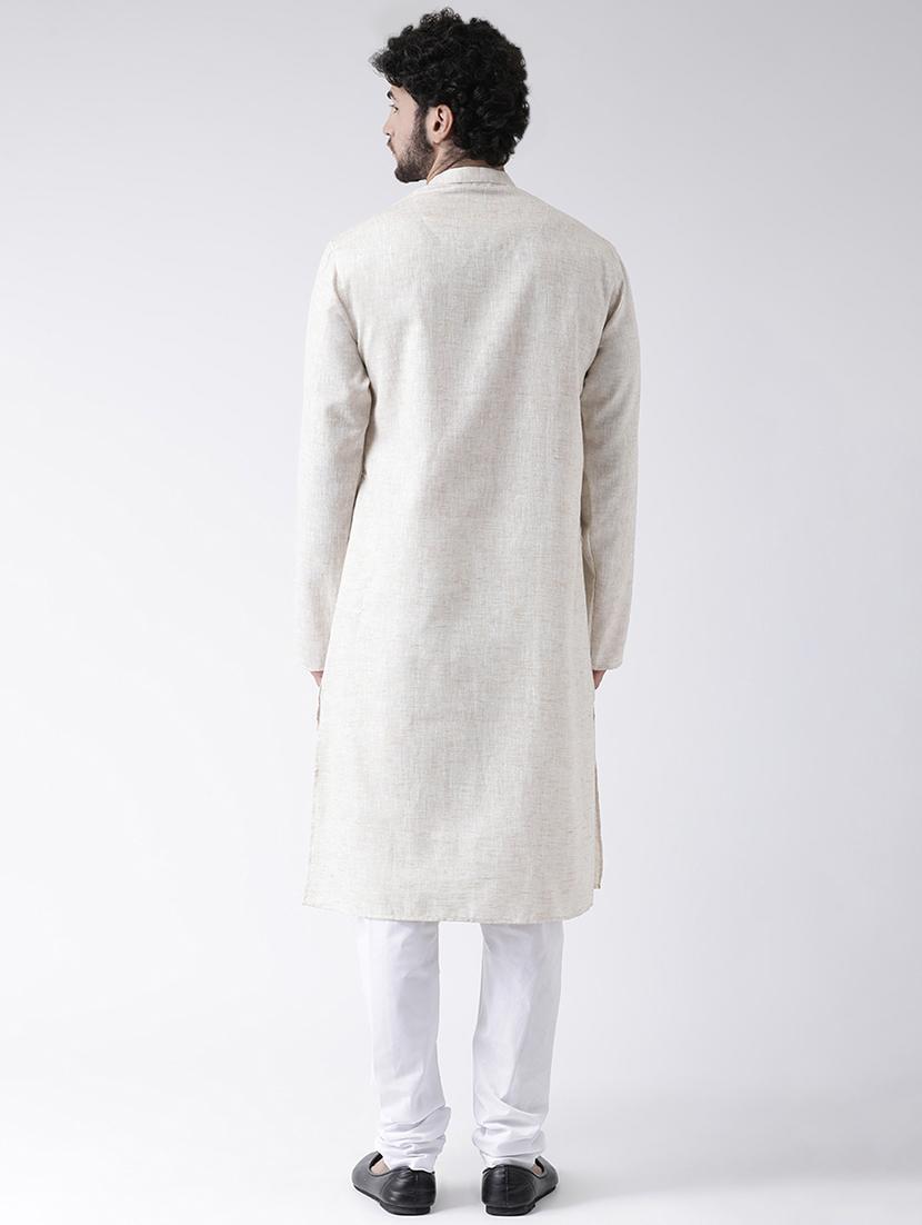 beige solid long kurta - 16717074 - Zoom Image - 3