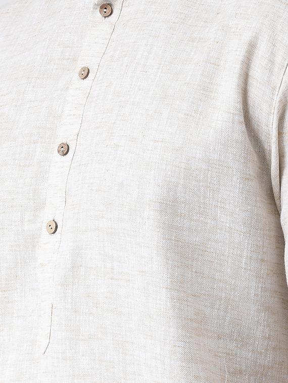 beige solid long kurta - 16717074 - Zoom Image - 4