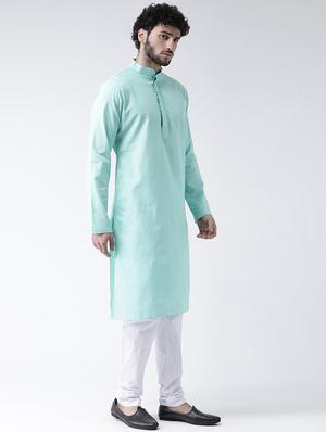 green solid long kurta - 16717081 - Standard Image - 2