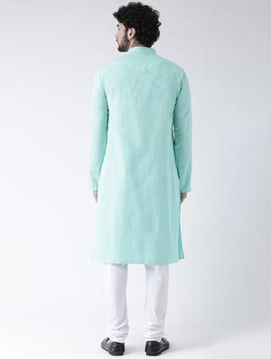 green solid long kurta - 16717081 - Standard Image - 3