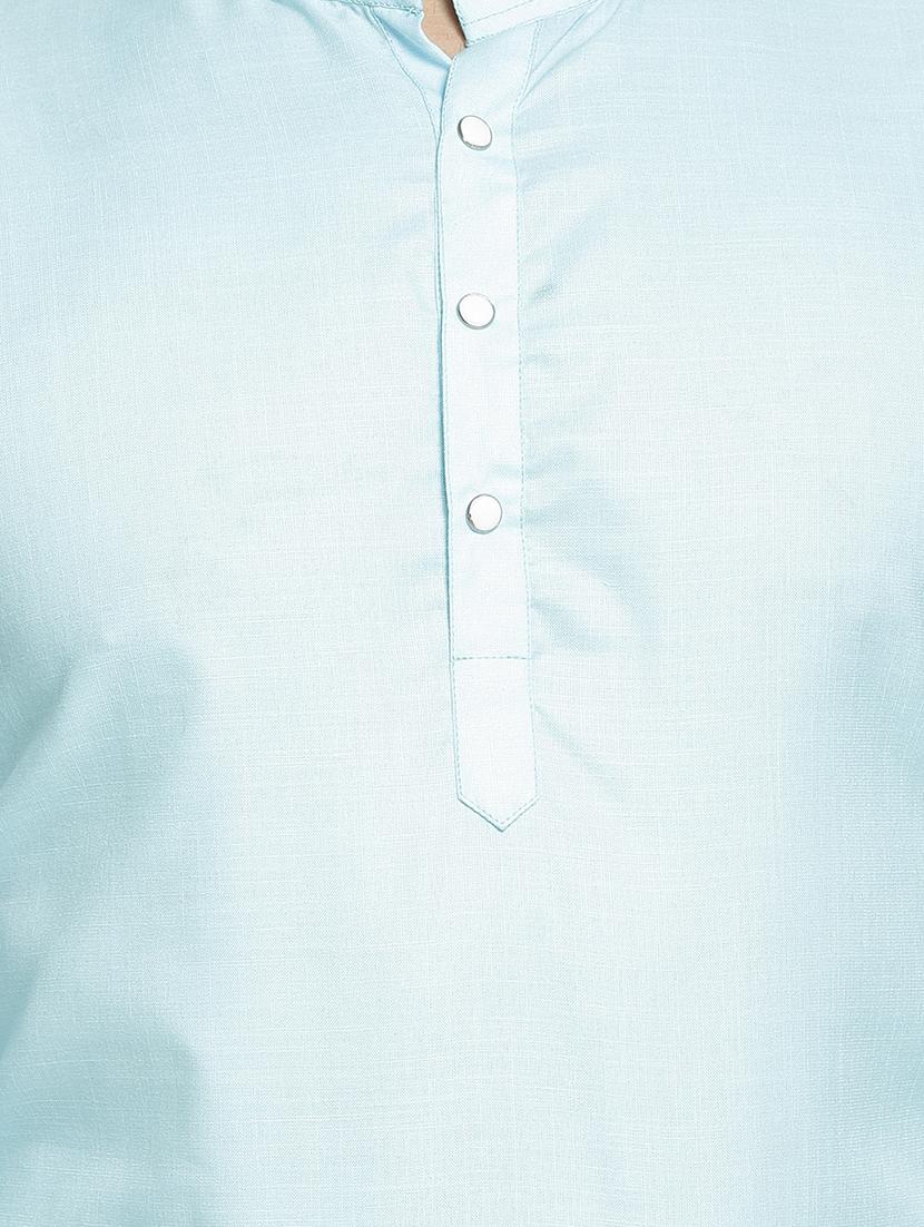 light blue solid short kurta - 16717093 - Zoom Image - 5