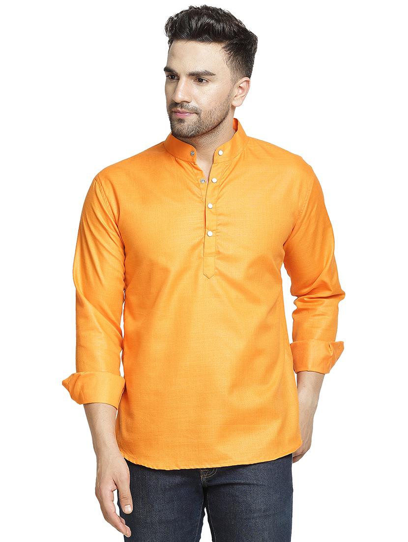 orange solid short kurta - 16717094 - Zoom Image - 1