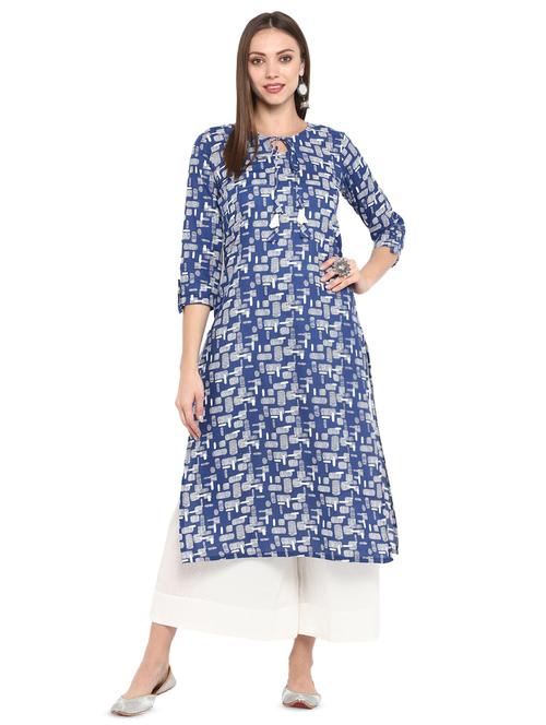 indigo straight kurta - 16717118 - Standard Image - 1