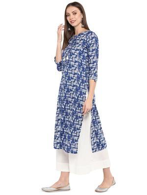 indigo straight kurta - 16717118 - Standard Image - 2