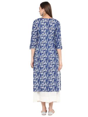 indigo straight kurta - 16717118 - Standard Image - 3