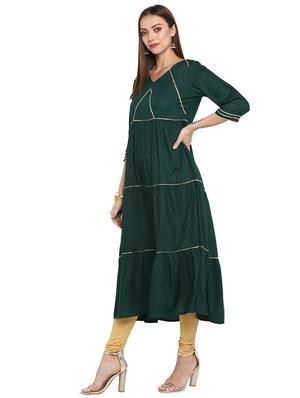 gota work tiered kurta - 16717126 - Standard Image - 2