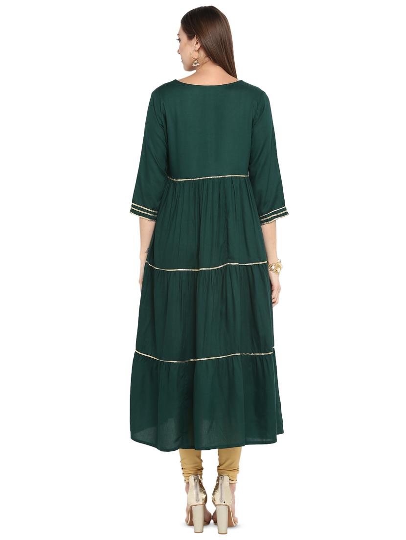 gota work tiered kurta - 16717126 - Zoom Image - 3