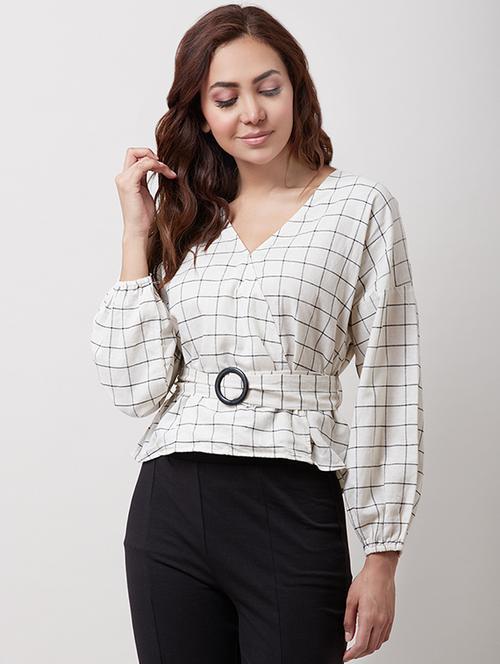 bishop sleeved checkered top - 16717129 - Very Small Image - 1