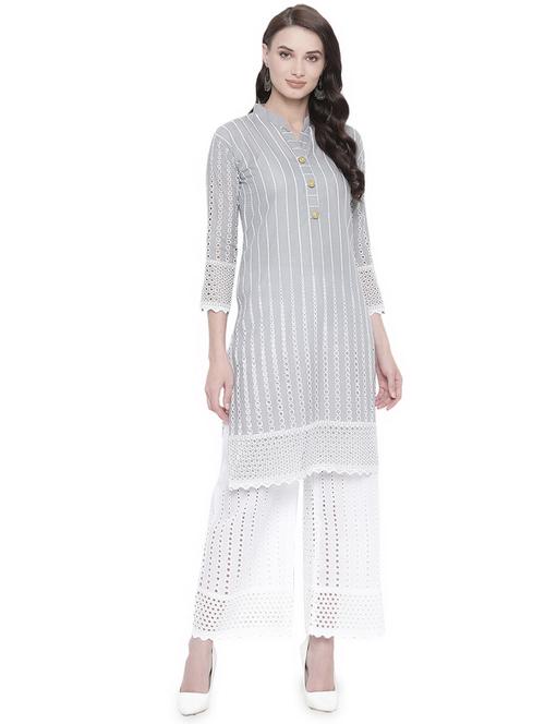 chikankari kurta palazzo set - 16717174 - Standard Image - 1