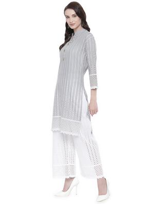chikankari kurta palazzo set - 16717174 - Standard Image - 2
