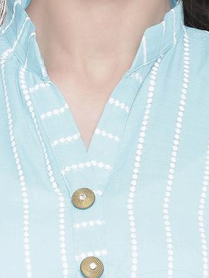 turquoise cotton kurta palazzo set - 16717199 - Standard Image - 4