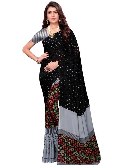 polka dots printed saree with blouse - 16717212 - Standard Image - 1