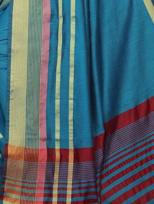 solid bordered saree with blouse - 16717218 - Standard Image - 4