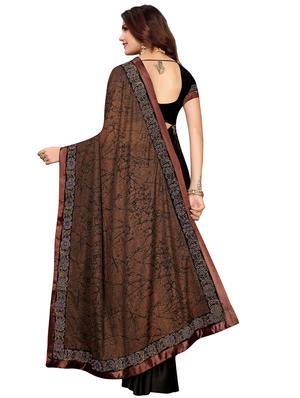 abstract print bordered saree with blouse - 16717230 - Standard Image - 2