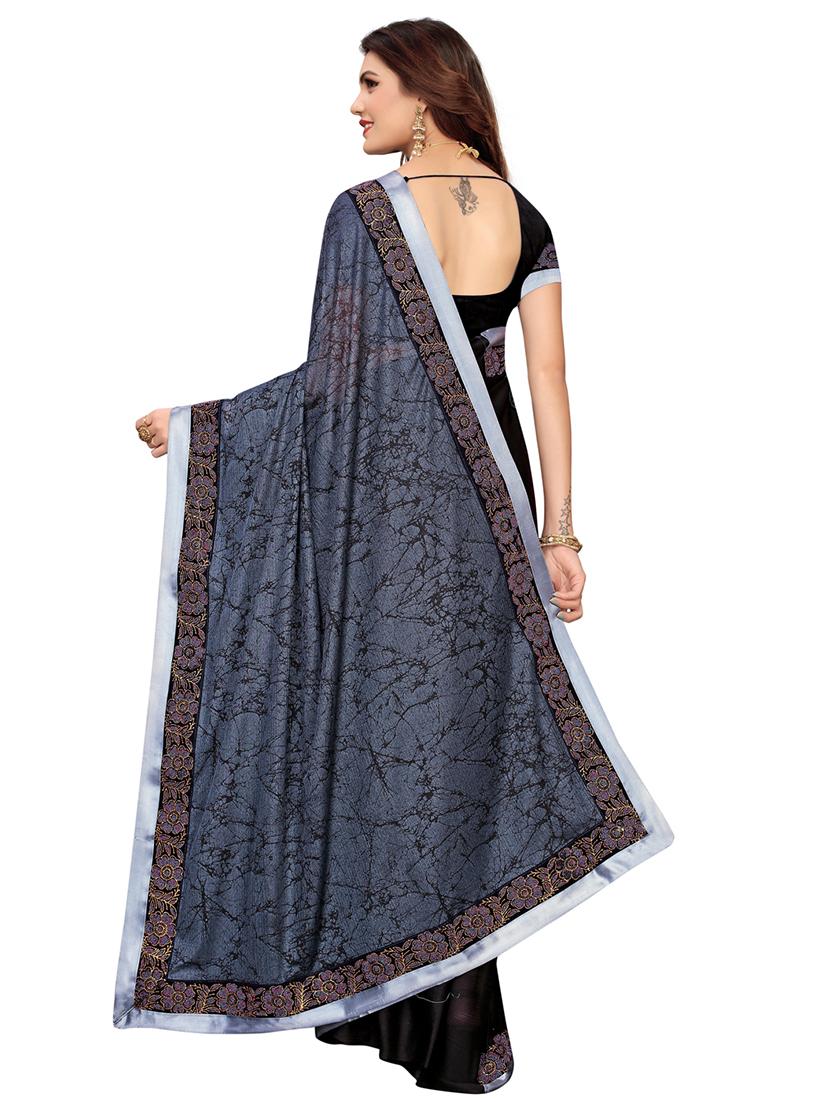 abstract print bordered saree with blouse - 16717232 - Zoom Image - 2