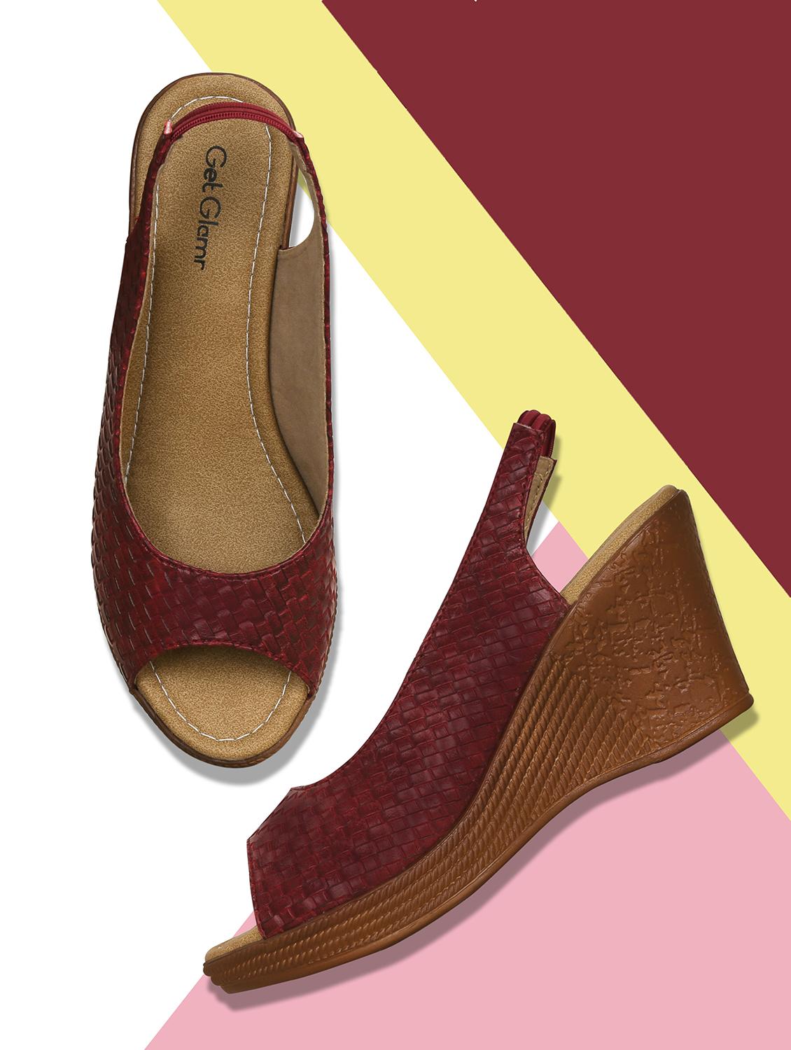 maroon back strap wedges - 16717324 - Zoom Image - 1