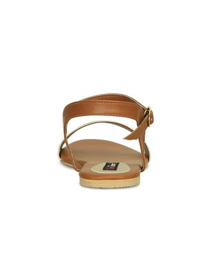 gold back strap sandals - 16717338 - Standard Image - 4