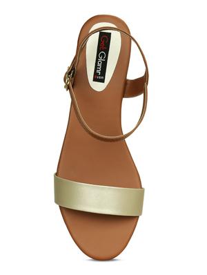 gold back strap sandals - 16717338 - Standard Image - 5
