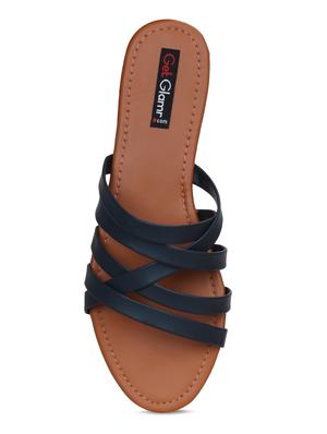 navy slip on sandals - 16717343 - Standard Image - 5