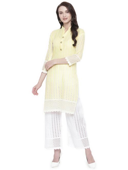 chikankari kurta palazzo set - 16717357 - Standard Image - 1