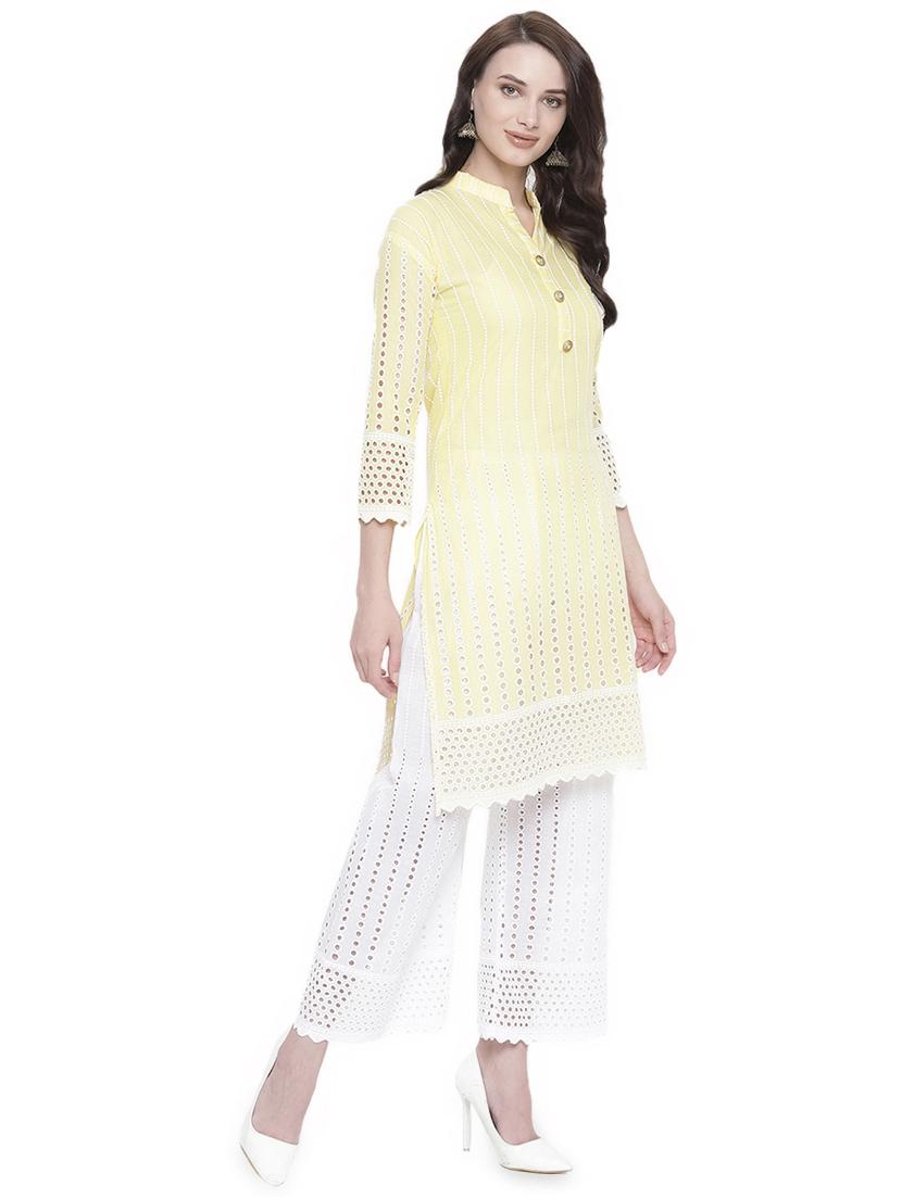 chikankari kurta palazzo set - 16717357 - Zoom Image - 2