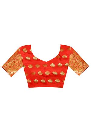 zari work bordered banarasi saree with blouse - 16717581 - Standard Image - 4