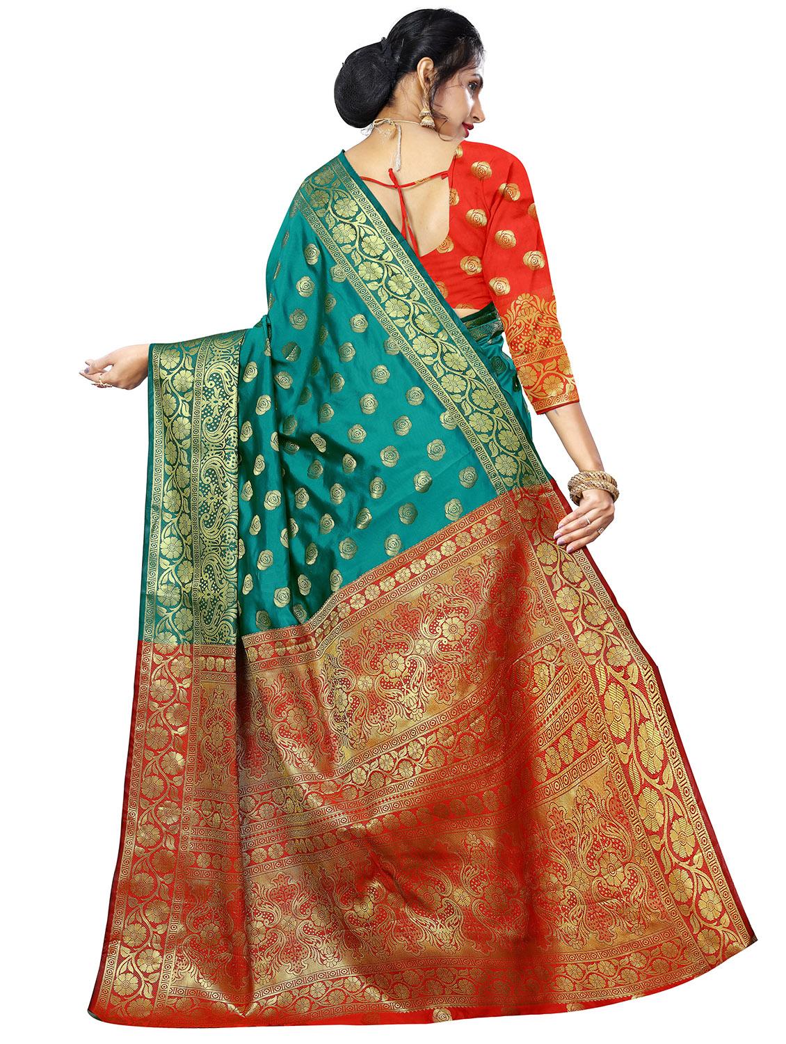 zari work bordered banarasi saree with blouse - 16717581 - Zoom Image - 2