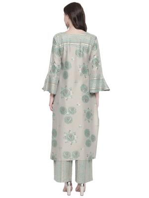 gold print kurta palazzo set - 16717605 - Standard Image - 3