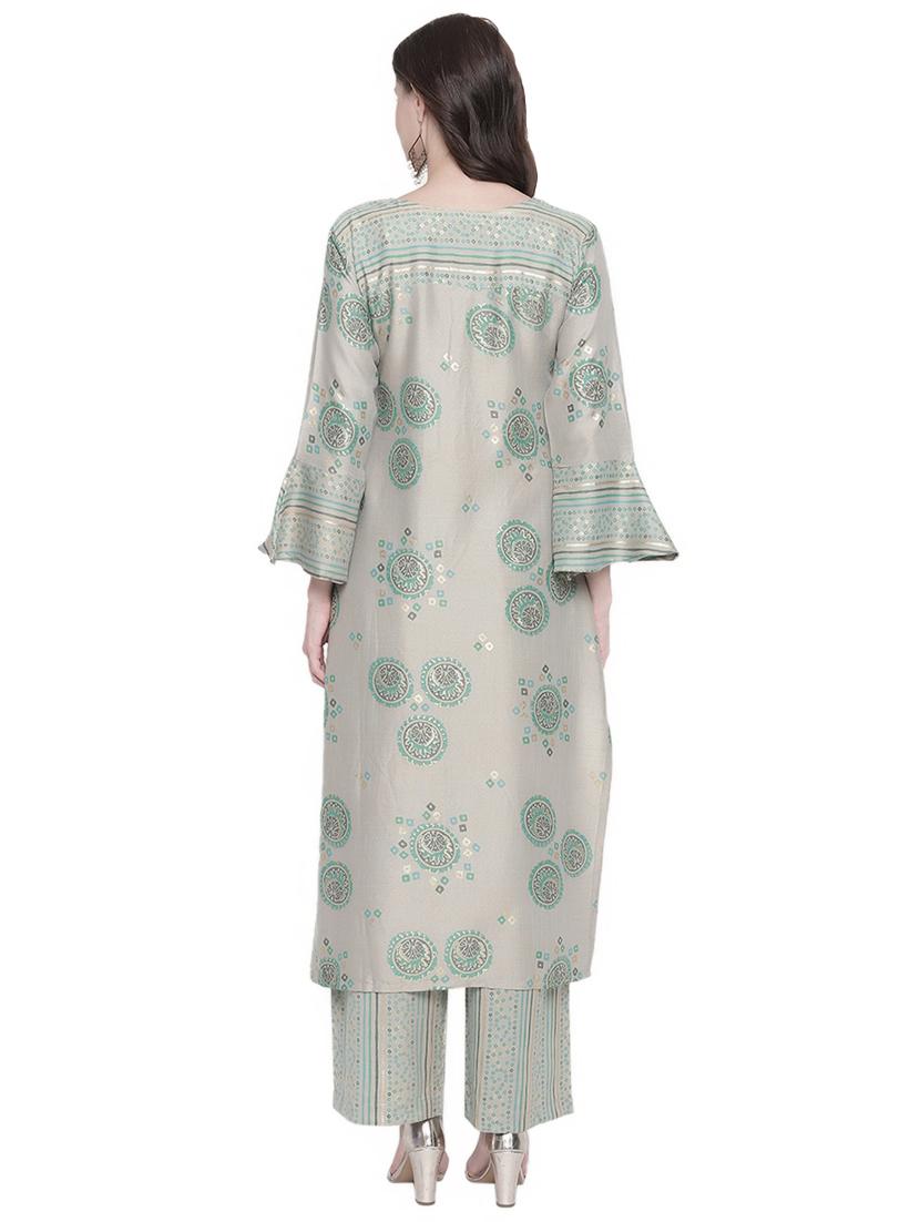 gold print kurta palazzo set - 16717605 - Zoom Image - 3