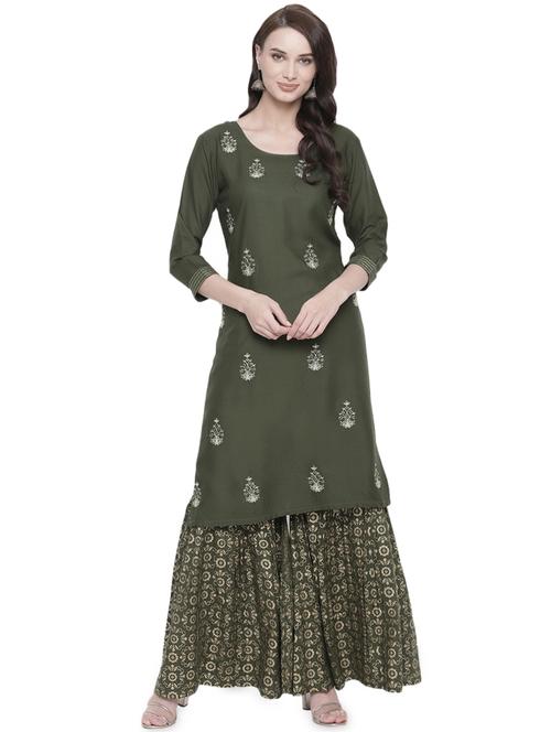 embroidered kurta sharara set - 16717622 - Standard Image - 1