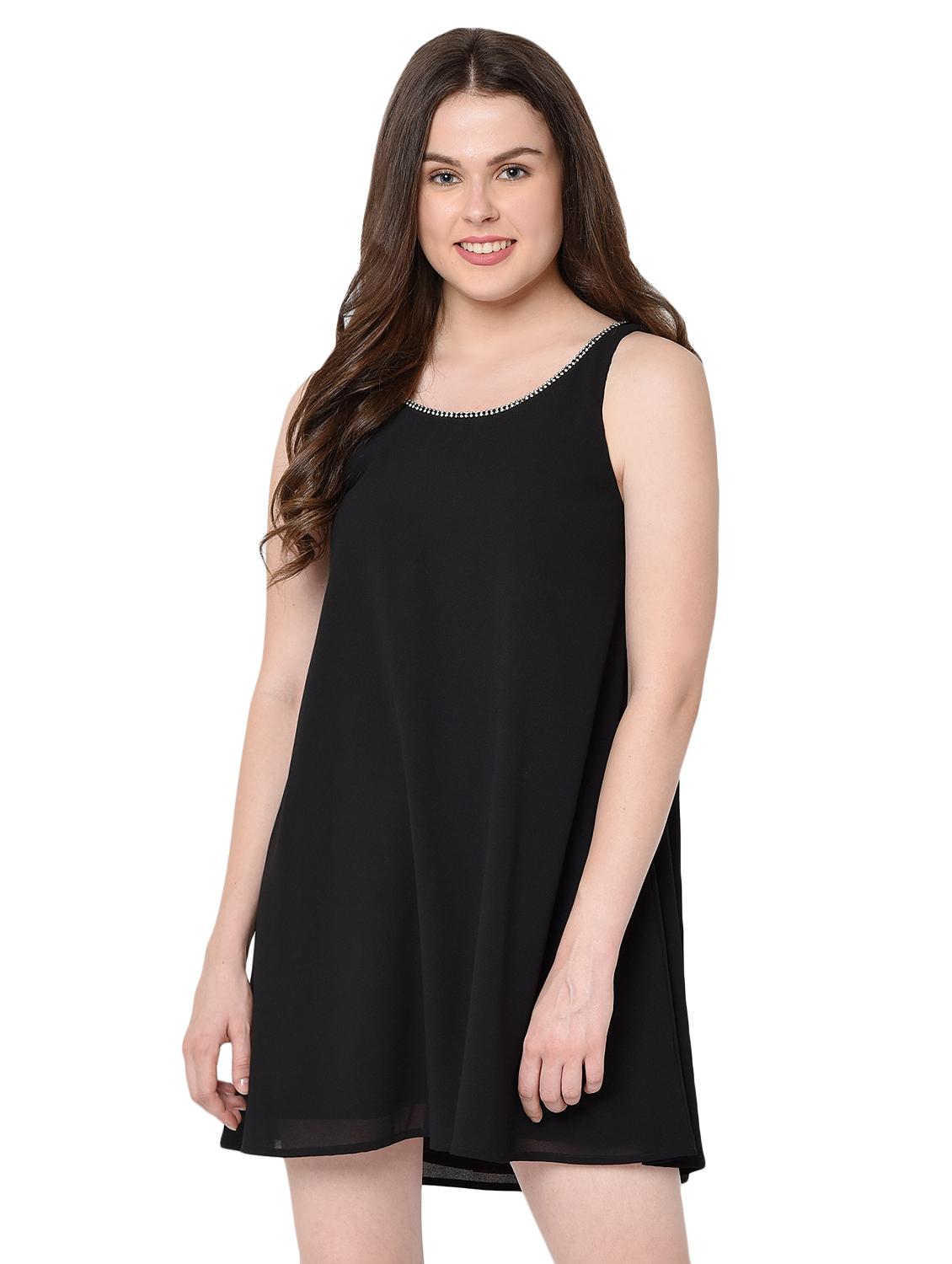 embellished neck a-line dress - 16717628 - Zoom Image - 1
