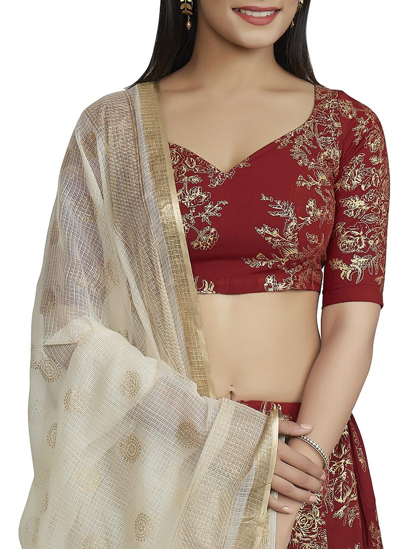 foil printed flared lehenga - 16717630 - Zoom Image - 4