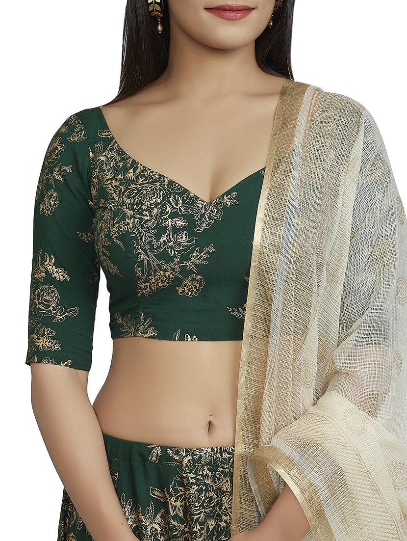 green rayon flared lehenga - 16717631 - Zoom Image - 4