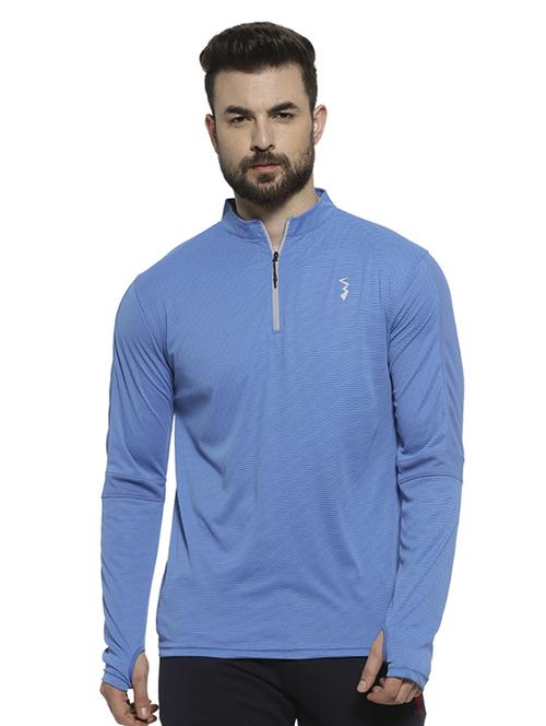 blue striped thumb hole t-shirt - 16717638 - Standard Image - 1
