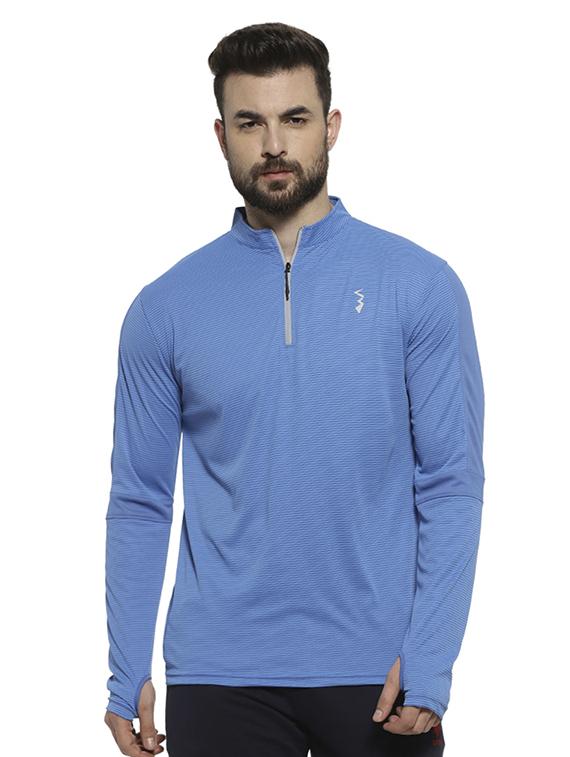 blue striped thumb hole t-shirt - 16717638 - Zoom Image - 1