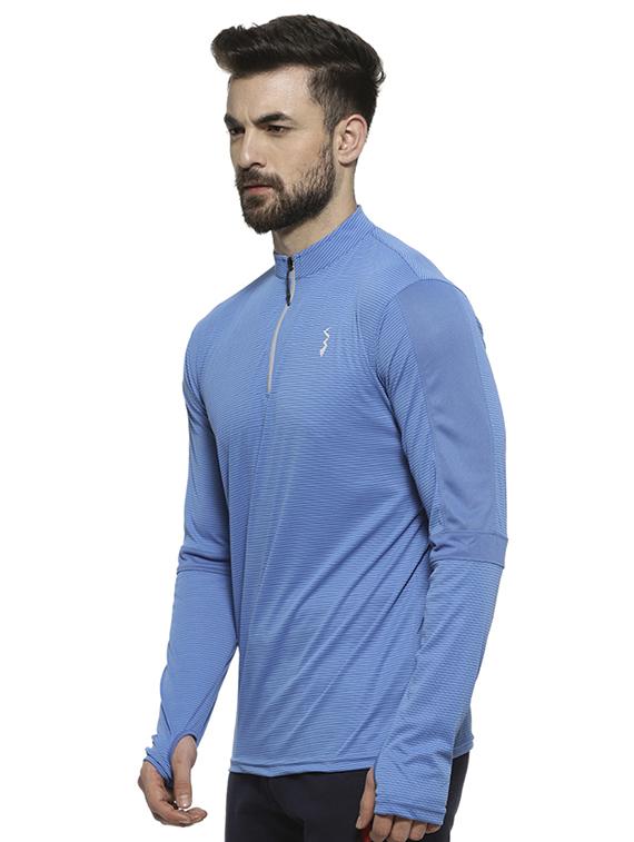 blue striped thumb hole t-shirt - 16717638 - Zoom Image - 2