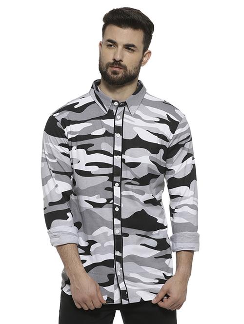 grey camouflage printed casual shirt - 16717643 - Standard Image - 1