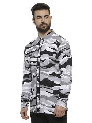 grey camouflage printed casual shirt - 16717643 - Standard Image - 2