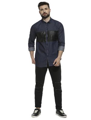 blue color block casual shirt - 16717645 - Standard Image - 4